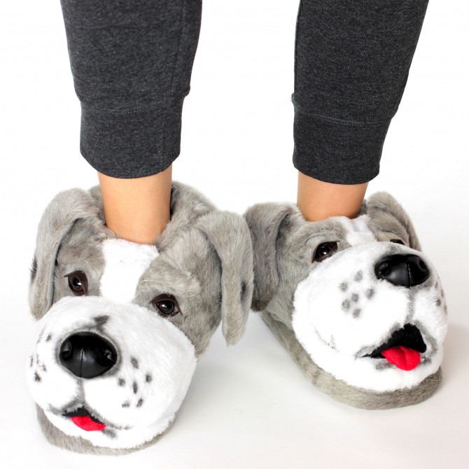 Chaussons animaux en peluche husky